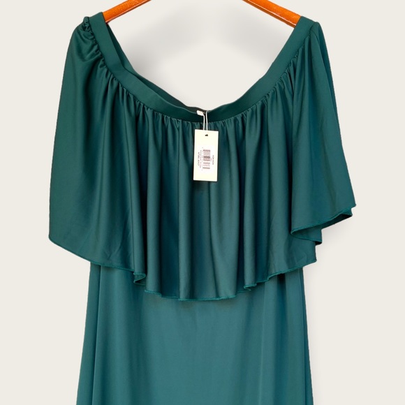 KOH KOH Women's Short Sleeve Off The Shoulder Ruffle tube Maxi Dress - Picture 5 of 12